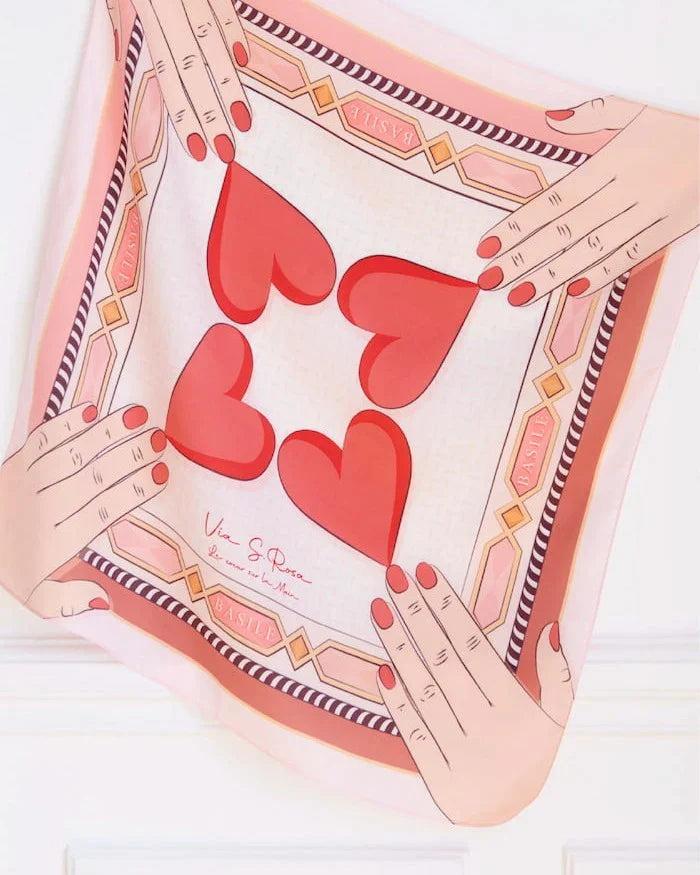 basile Le Foulard Cœur Sur La Main - Rose