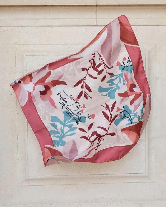 basile Le Foulard Gloriette - Camel / Framboise