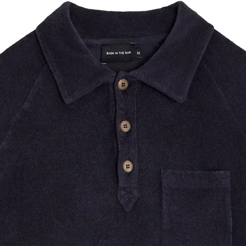 Bask In The Sun Navy GOXO LS Polo