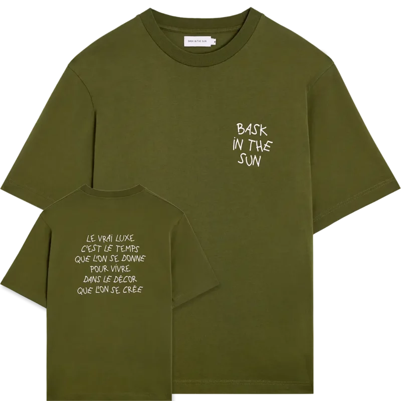 bask in the sun olive LUXE tee