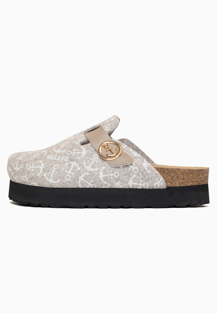 Bayton Sabots à Plateforme Arno Taupe Et Blanc