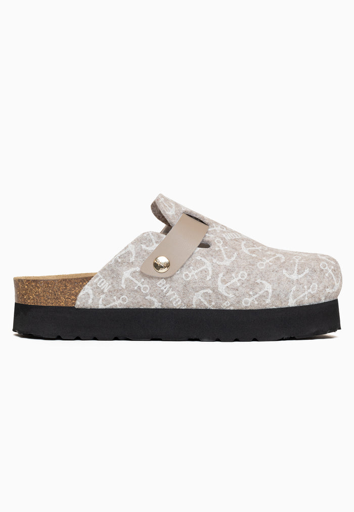 Bayton Sabots à Plateforme Arno Taupe Et Blanc