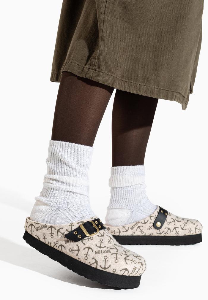 bayton Sabots à plateforme Volga Beige et Taupe