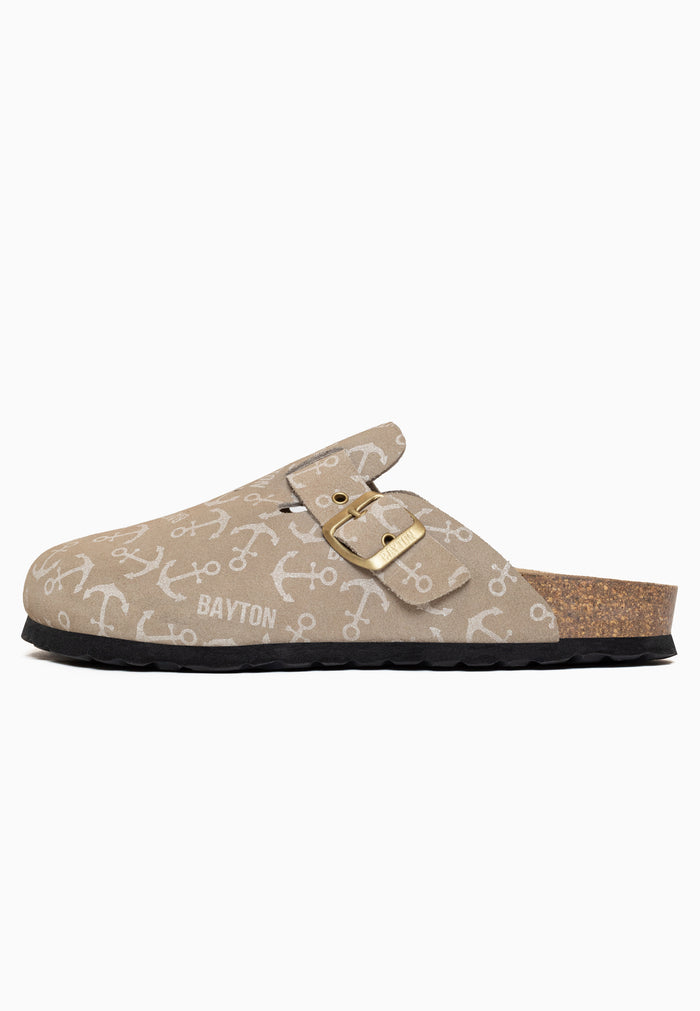 Bayton Sabots Adige Taupe Et Blanc