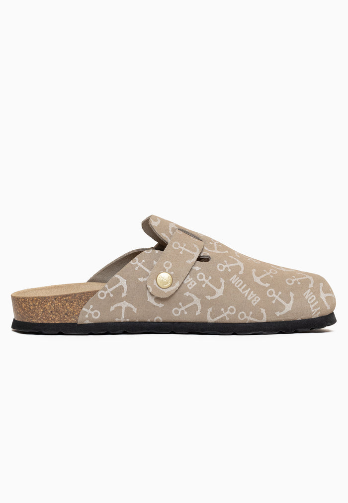 Bayton Sabots Adige Taupe Et Blanc