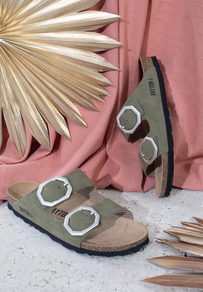 bayton Sandales 2 Brides Atlas Kaki Bayton femme