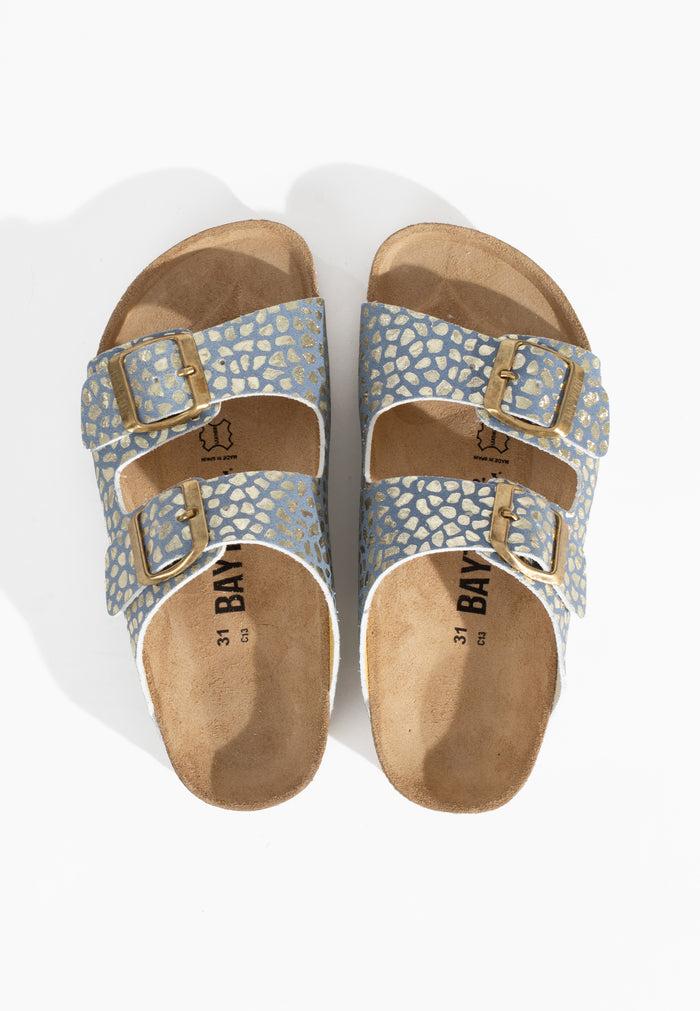 Bayton Sandales Atlas Bleu Et Dorées Bayton Enfant