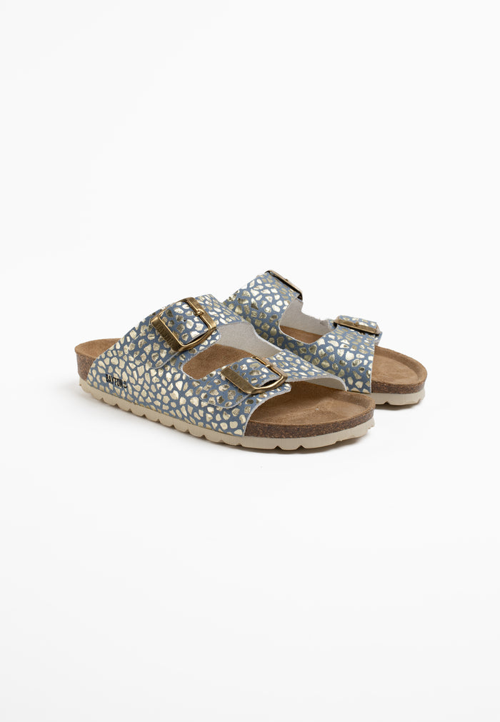 Bayton Sandales Atlas Bleu Et Dorées Bayton Enfant