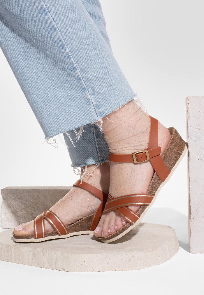 bayton Sandales Canberra Camel et Doré Bayton