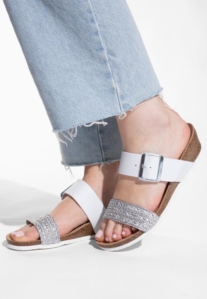 bayton Sandales Cos Blanc et Argent Bayton