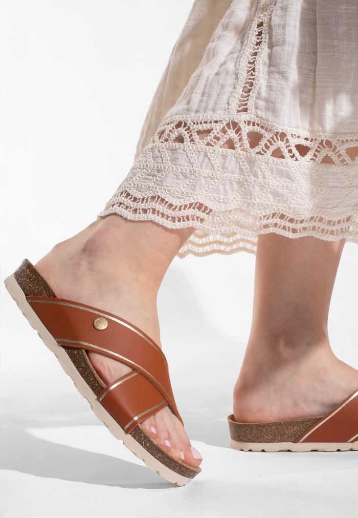 Bayton Sandales Elche Marron Et Doré Bayton