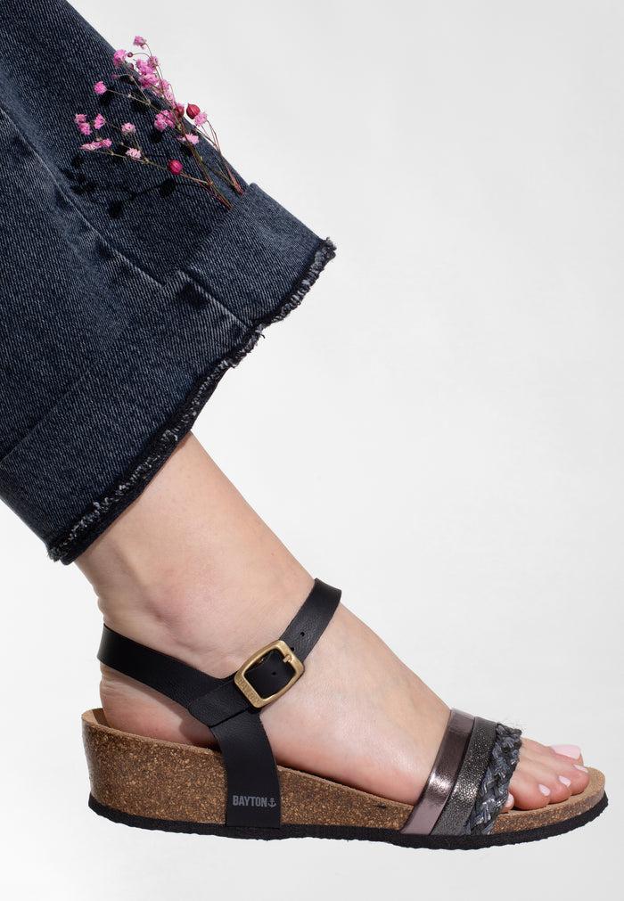 Bayton Sandales Legane Noir Et Argent Bayton