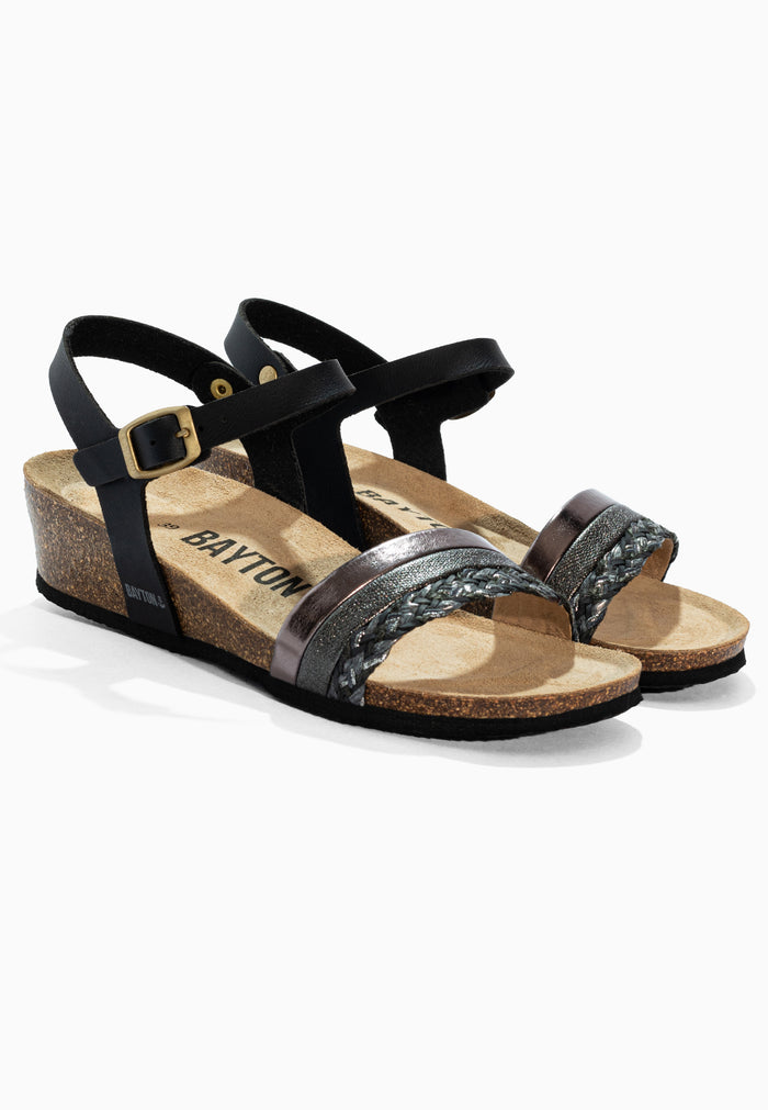 Bayton Sandales Legane Noir Et Argent Bayton