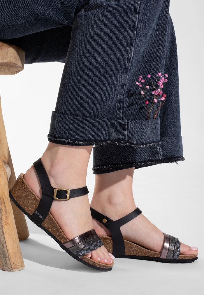 bayton Sandales Legane Noir et Argent Bayton