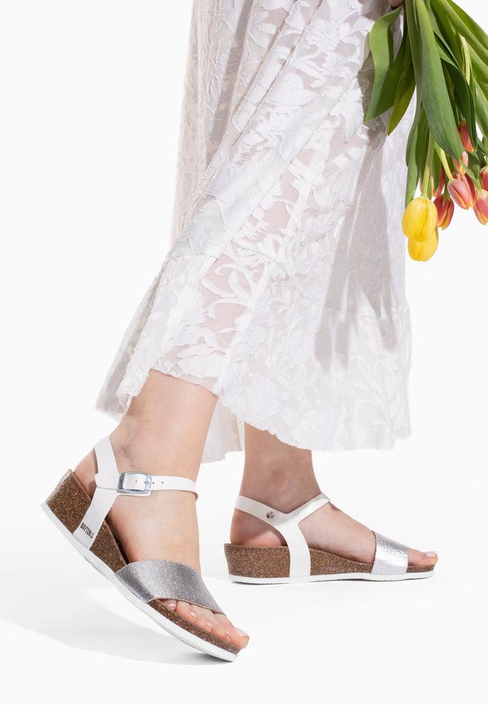 bayton Sandales Leganes Blanc et Argent Bayton