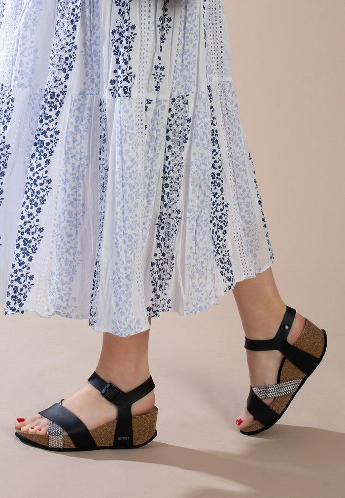 bayton Sandales Minorque Noir et Argent Bayton