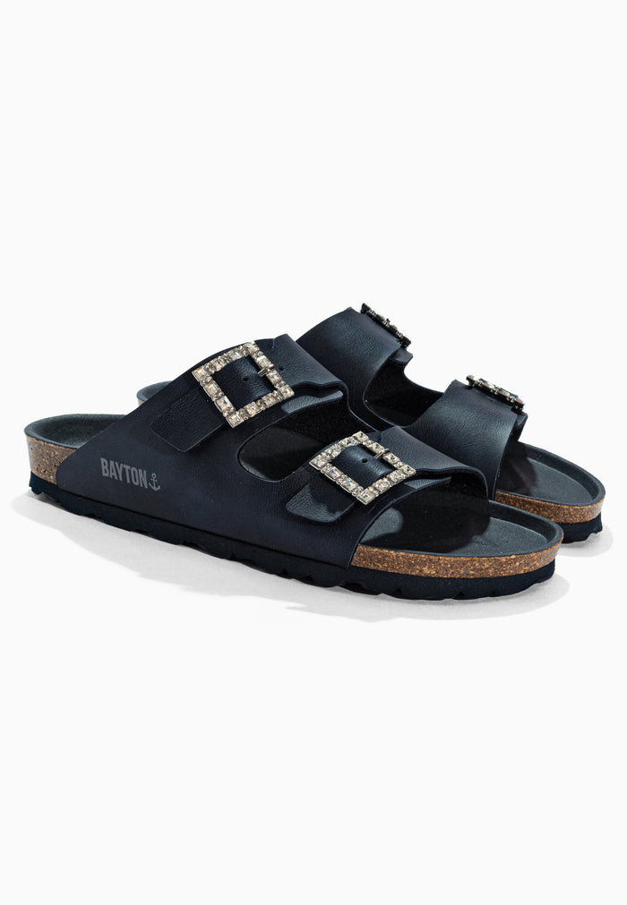 Bayton Sandales Strass Atlas Bleu Marine Bayton