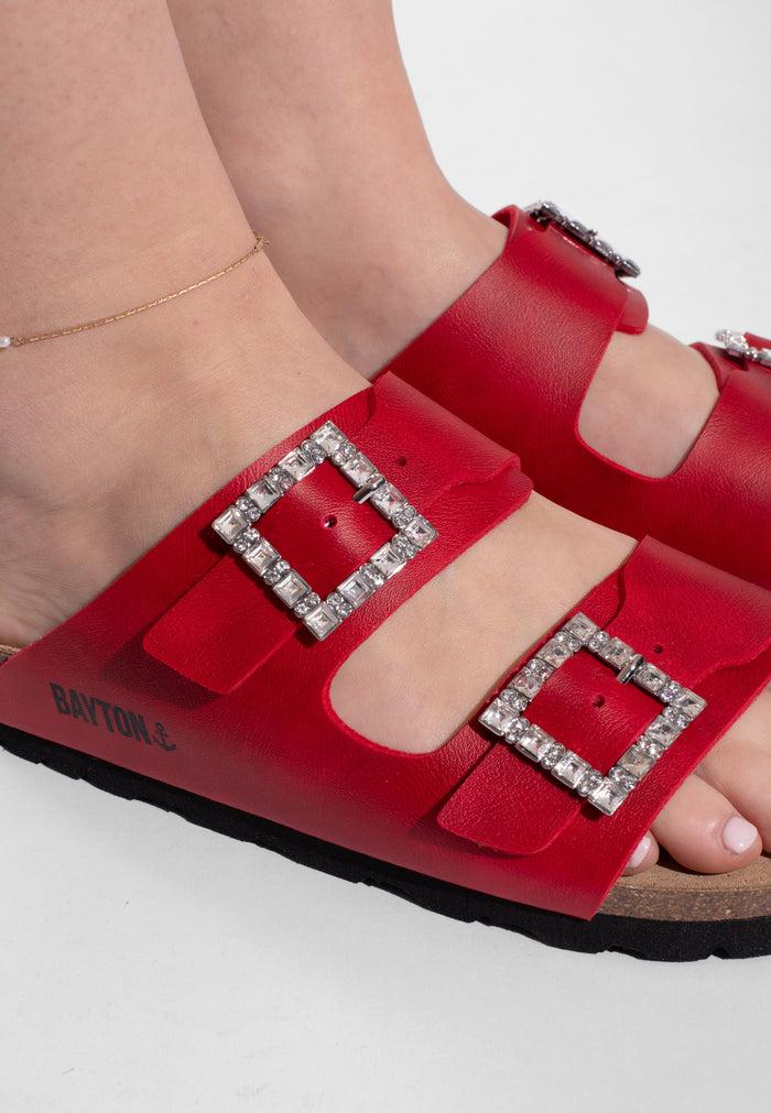 Bayton Sandales Strass Atlas Rouge Bayton