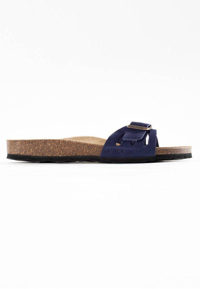 Bayton Sandales 1 Bride Athena Bleu Marine En Cuir Suédé Bayton Femme