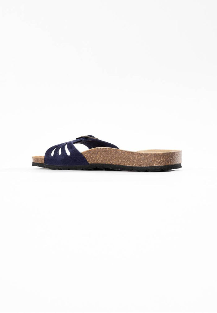 Bayton Sandales 1 Bride Athena Bleu Marine En Cuir Suédé Bayton Femme