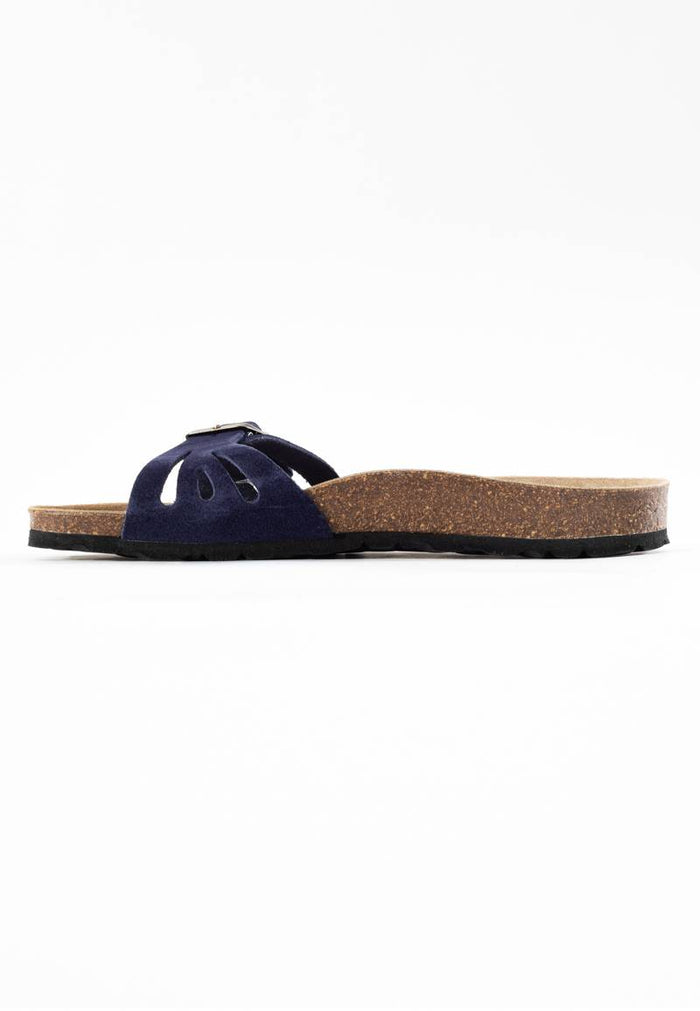 Bayton Sandales 1 Bride Athena Bleu Marine En Cuir Suédé Bayton Femme