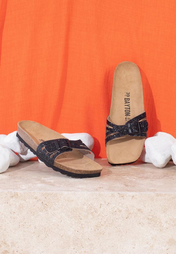 bayton Sandales 1 Bride Athena Noir pailletée Bayton Femme