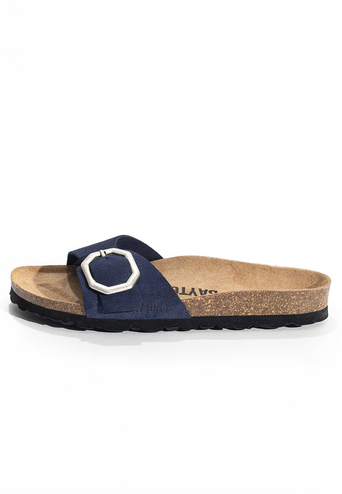Bayton Sandales 1 Bride Zephyr Bleu Marine En Cuir Suédé Bayton Femme