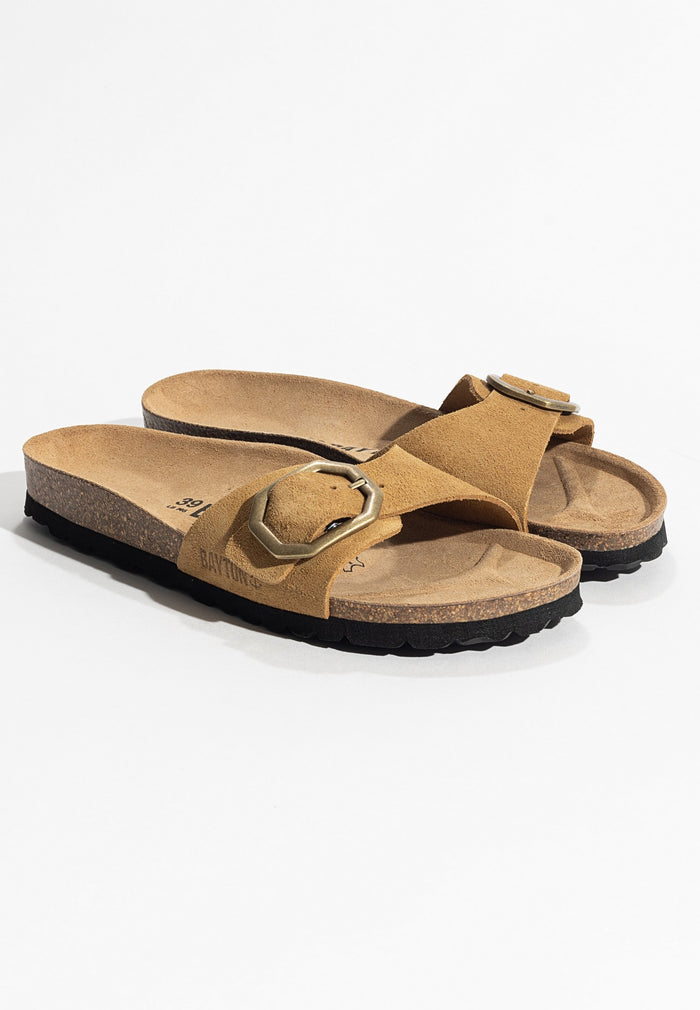 bayton Sandales 1 Bride Zephyr Camel en Cuir Suédé Bayton Femme