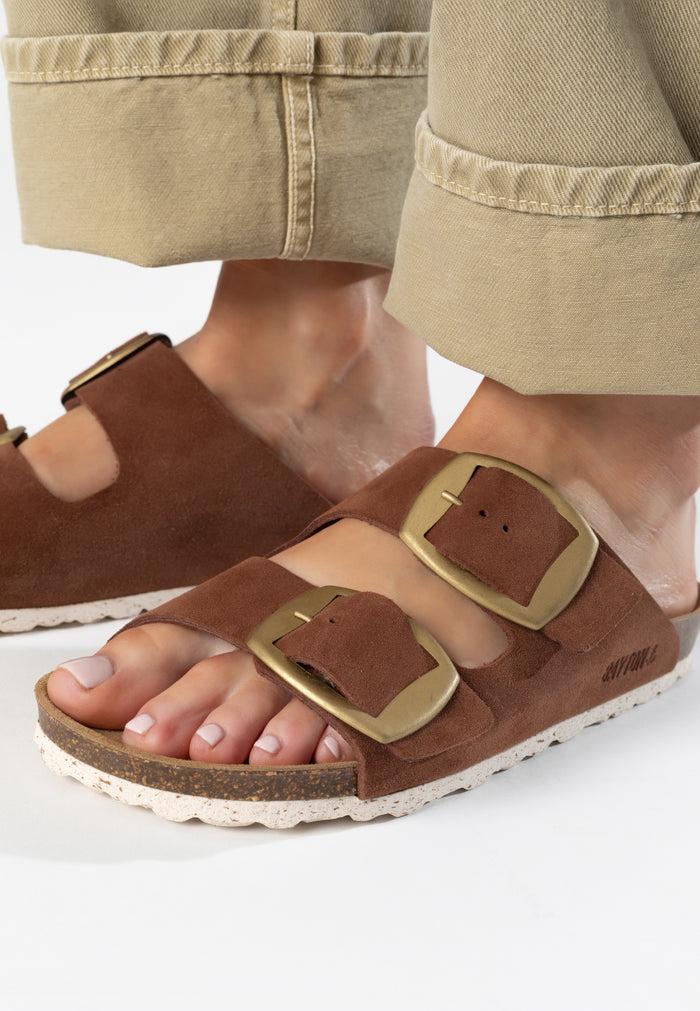 Bayton Sandales 2 Brides Alicante Marron En Cuir Suédé Bayton Femme