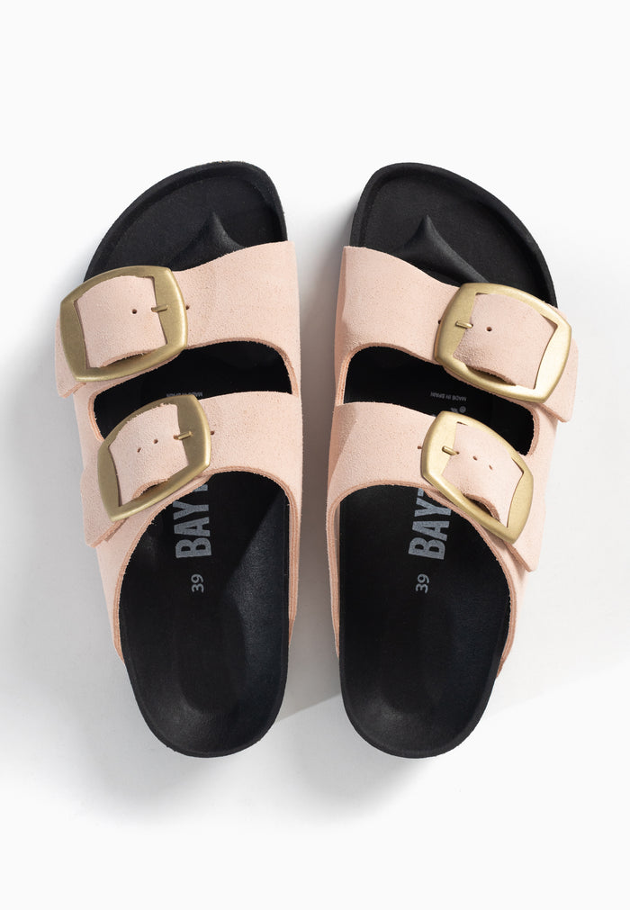 Bayton Sandales 2 Brides Alicante Nude En Cuir Suédé Bayton Femme