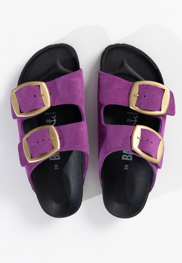 Bayton Sandales 2 Brides Alicante Violet En Cuir Suédé Bayton Femme