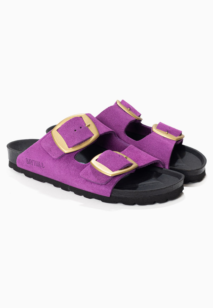 Bayton Sandales 2 Brides Alicante Violet En Cuir Suédé Bayton Femme