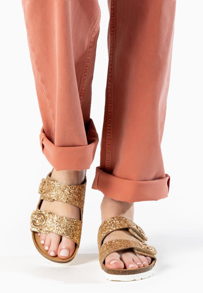 bayton Sandales 2 Brides Anatol Dorées pailletées Bayton femme
