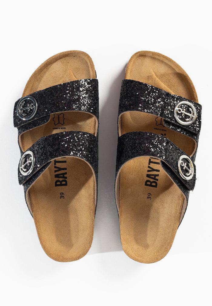 Bayton Sandales 2 Brides Anatol Noir Pailletées Bayton Femme
