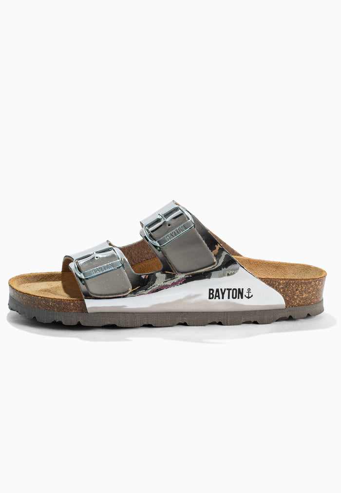 Bayton Sandales 2 Brides Atlas Argentées Miroir Bayton Femme