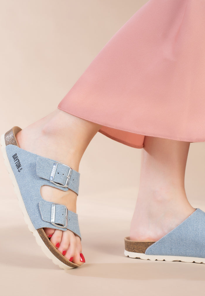 Bayton Sandales 2 Brides Atlas Bleu Ciel Denim Bayton Femme