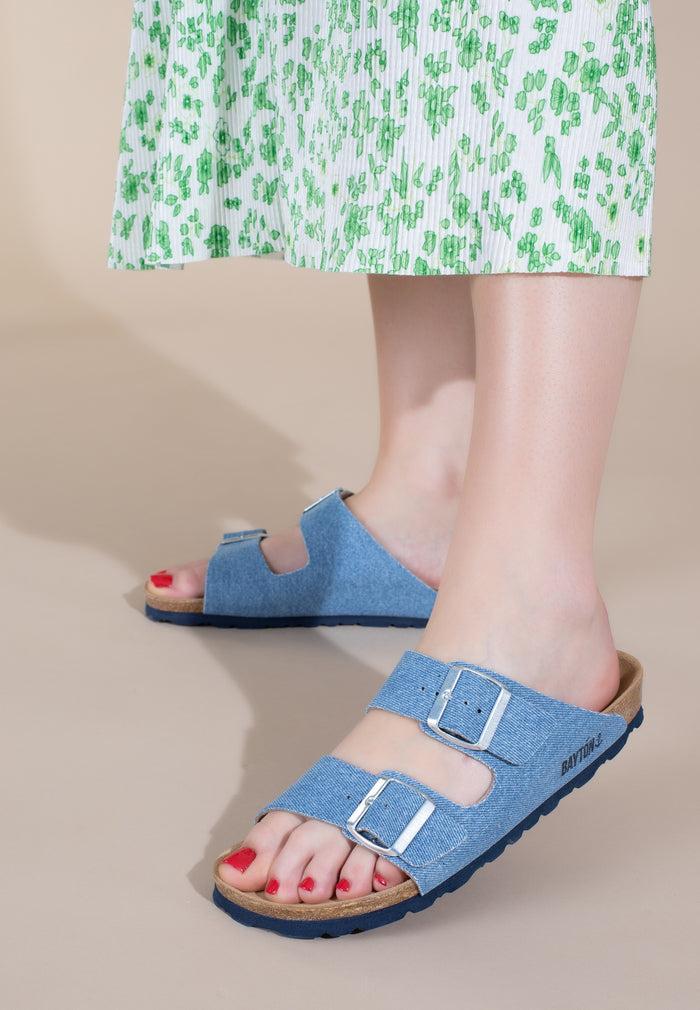bayton Sandales 2 Brides Atlas Bleu Clair Denim Bayton femme