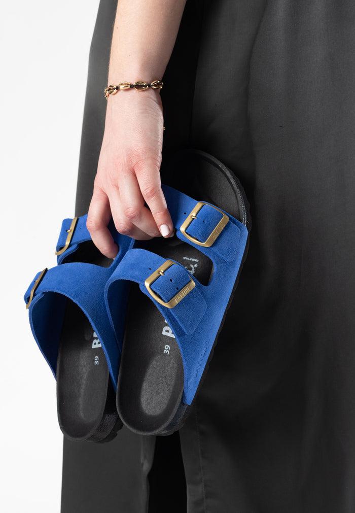 Bayton Sandales 2 Brides Atlas Bleu En Cuir Suédé Bayton Femme