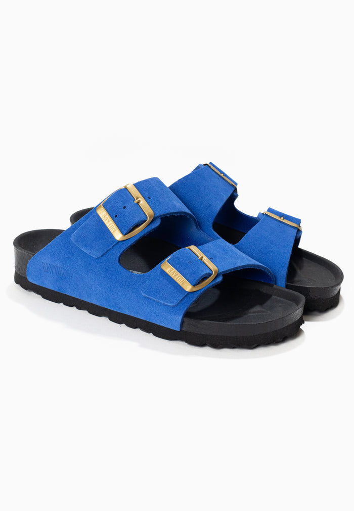 Bayton Sandales 2 Brides Atlas Bleu En Cuir Suédé Bayton Femme