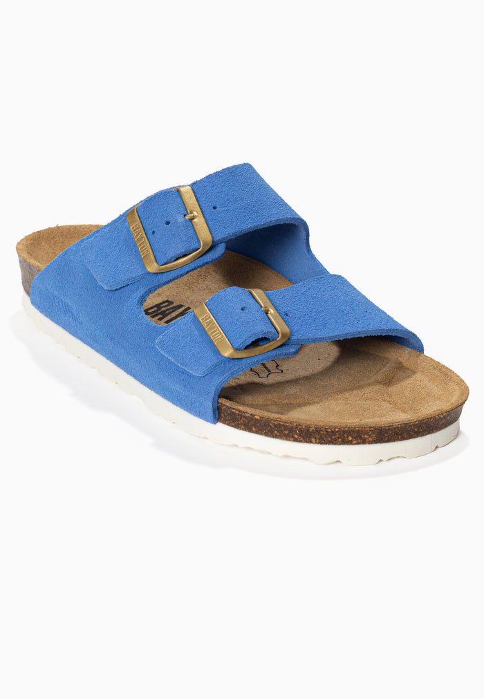 Bayton Sandales 2 Brides Atlas Bleu En Cuir Suédé Bayton Femme