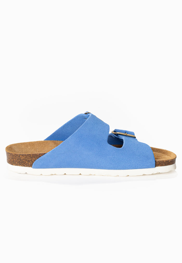 Bayton Sandales 2 Brides Atlas Bleu En Cuir Suédé Bayton Femme