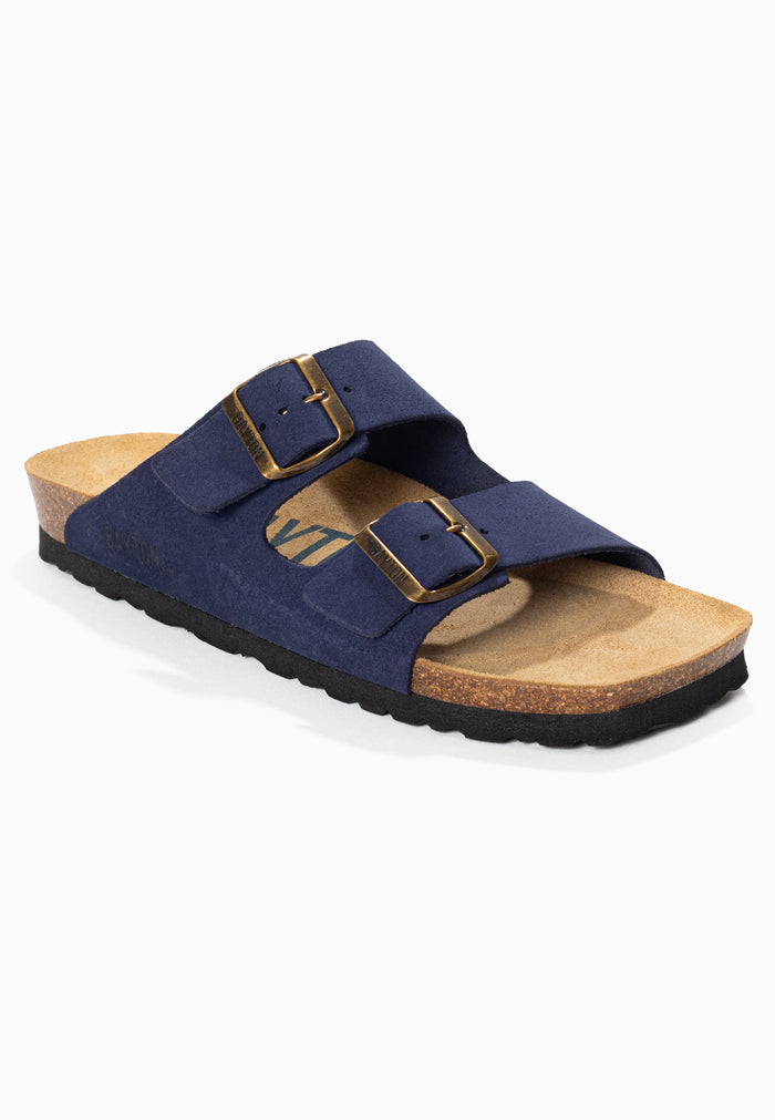 Bayton Sandales 2 Brides Atlas Bleu Marine En Cuir Suédé Bayton Femme