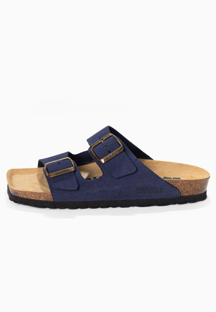 Bayton Sandales 2 Brides Atlas Bleu Marine En Cuir Suédé Bayton Femme