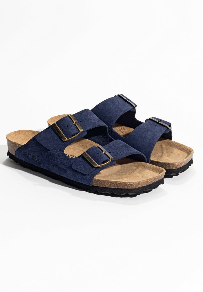 Bayton Sandales 2 Brides Atlas Bleu Marine En Cuir Suédé Bayton Femme