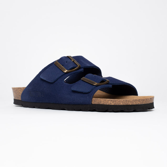 Bayton Sandales 2 Brides Atlas Bleu Marine En Cuir Suédé Bayton Femme