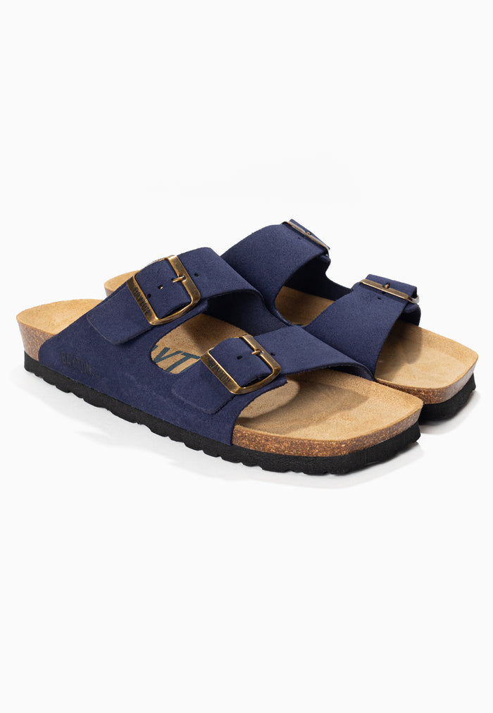 bayton Sandales 2 Brides Atlas Bleu Marine en Cuir Suédé Bayton femme