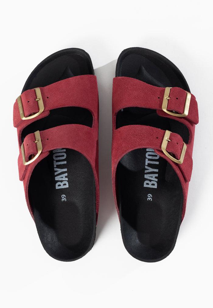Bayton Sandales 2 Brides Atlas Bordeaux En Cuir Suédé Bayton Femme