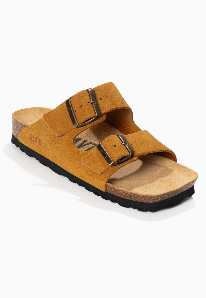 Bayton Sandales 2 Brides Atlas Camel En Cuir Suédé Bayton Femme
