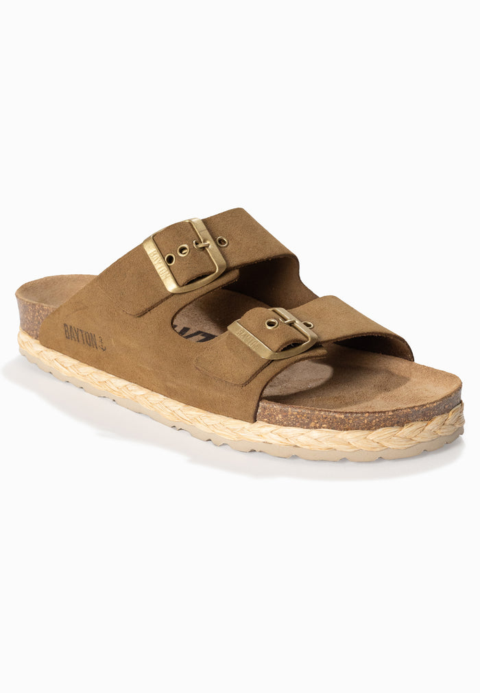 Bayton Sandales 2 Brides Atlas Camel En Cuir Suédé Bayton Femme