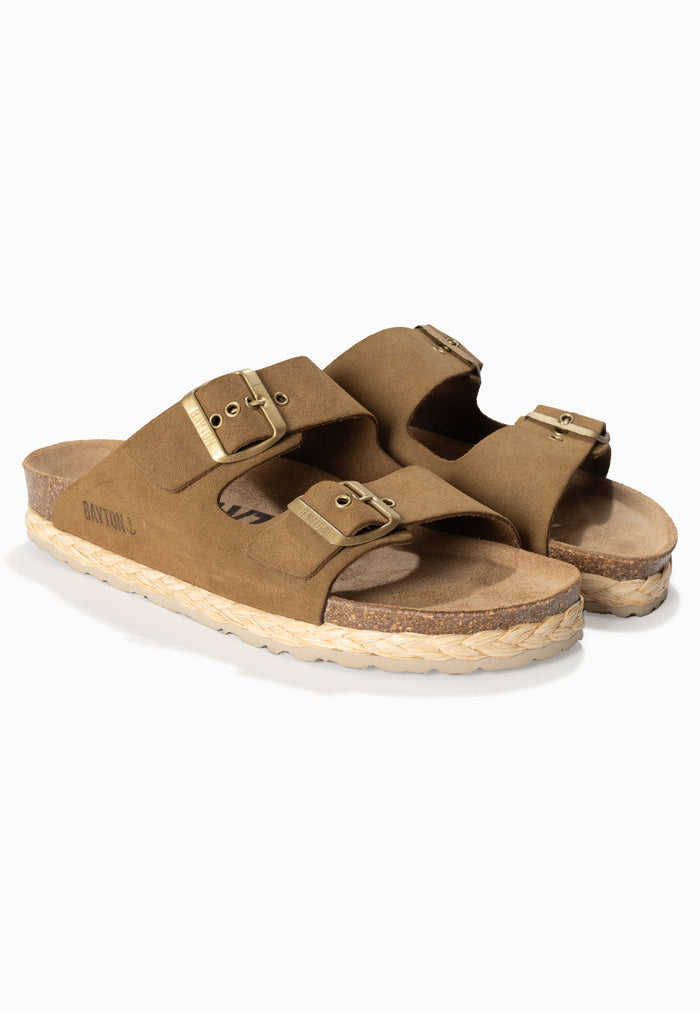 bayton Sandales 2 Brides Atlas Camel en Cuir Suédé Bayton femme